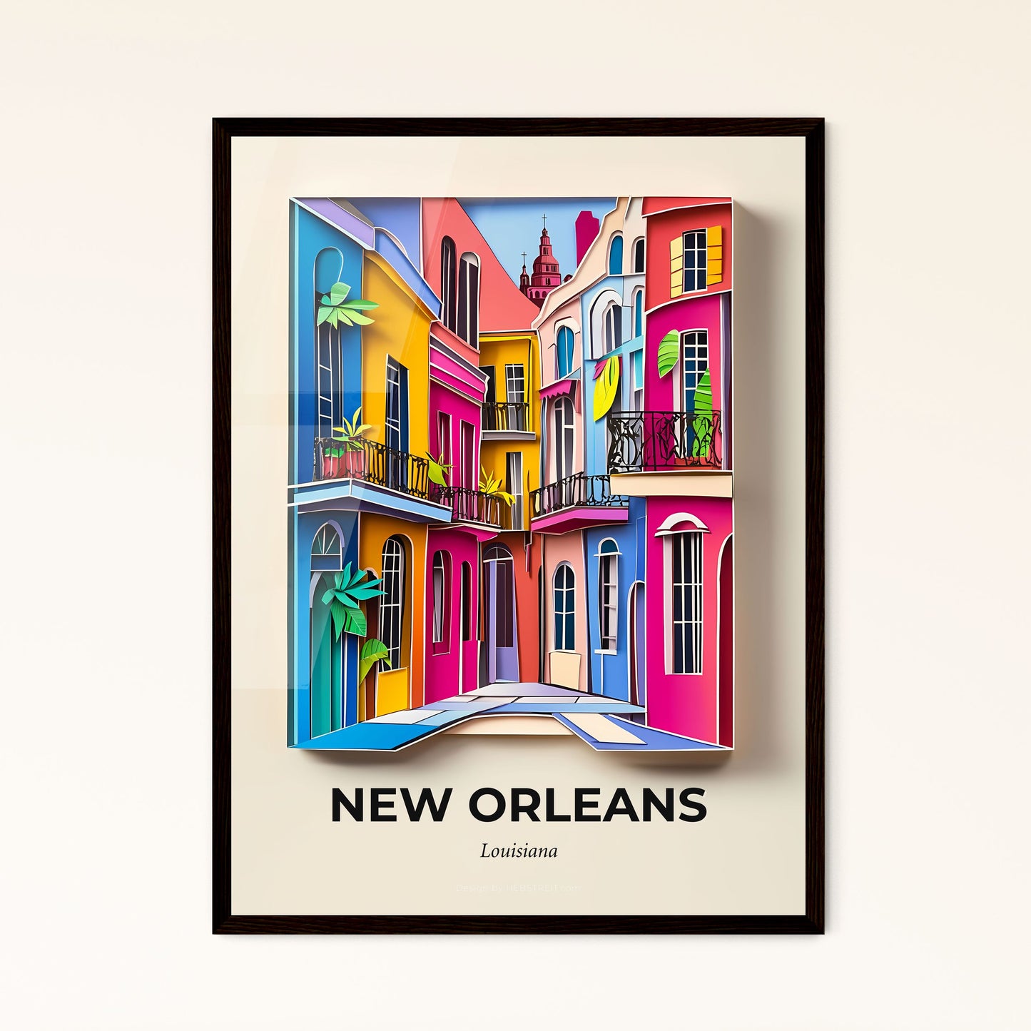 Vivid New Orleans, Louisiana - a colorful building with a palm tree