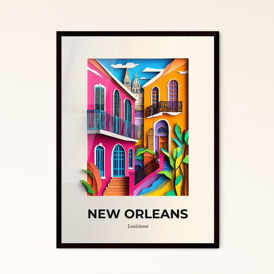 Vivid New Orleans, Louisiana - a colorful building with a clock tower in the background