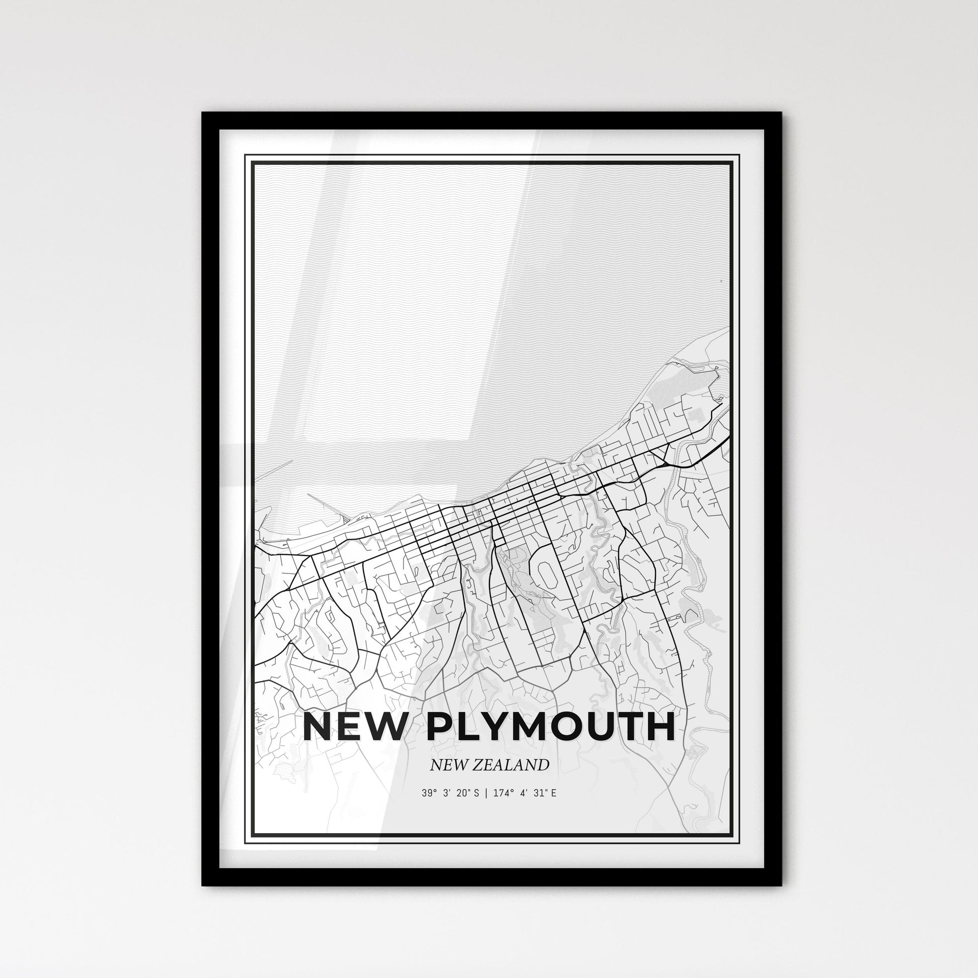 New Plymouth New Zealand - Scandinavian Style City Map for Modern Home Decor