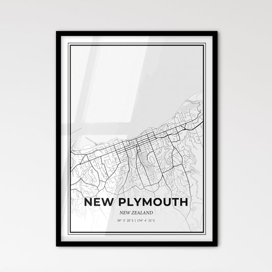 New Plymouth New Zealand - Scandinavian Style City Map for Modern Home Decor