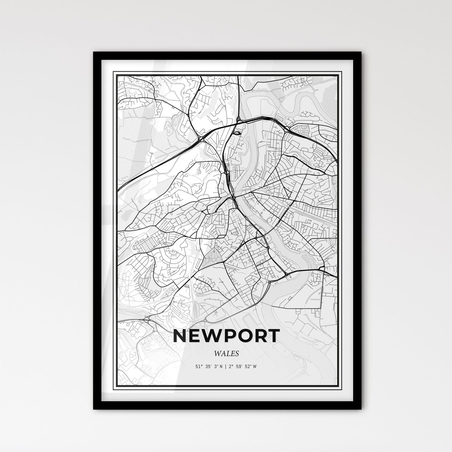 Newport Wales - Scandinavian Style City Map for Modern Home Decor