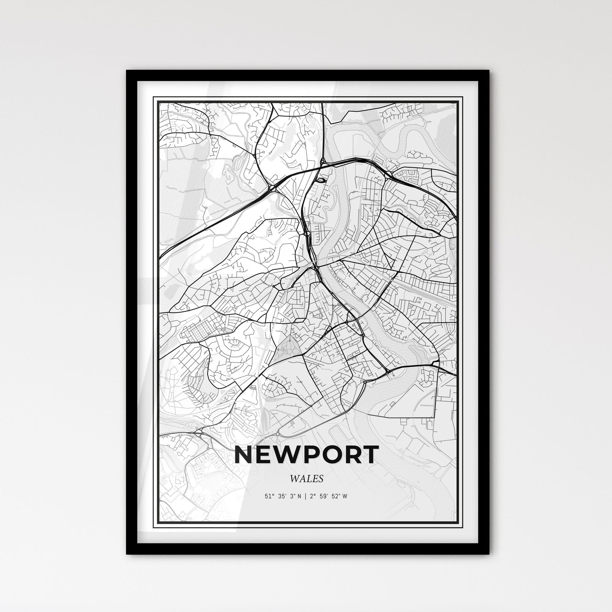 Newport Wales - Scandinavian Style City Map for Modern Home Decor