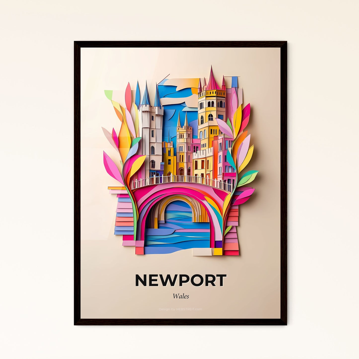 Vivid Newport, Wales - a paper cut of a city with a bridge