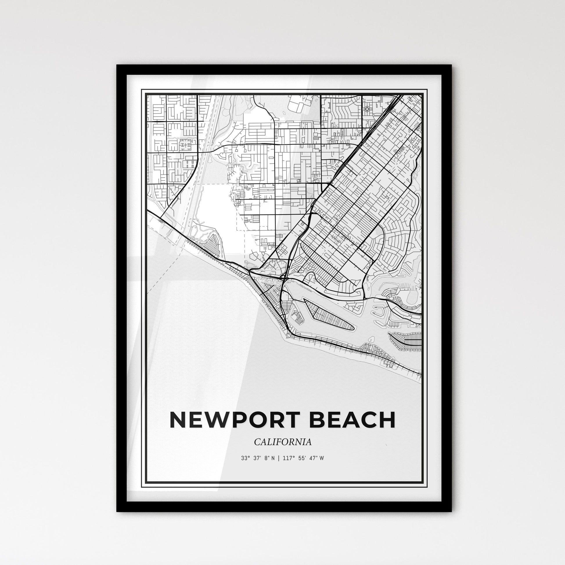 Newport Beach California - Scandinavian Style City Map for Modern Home Decor