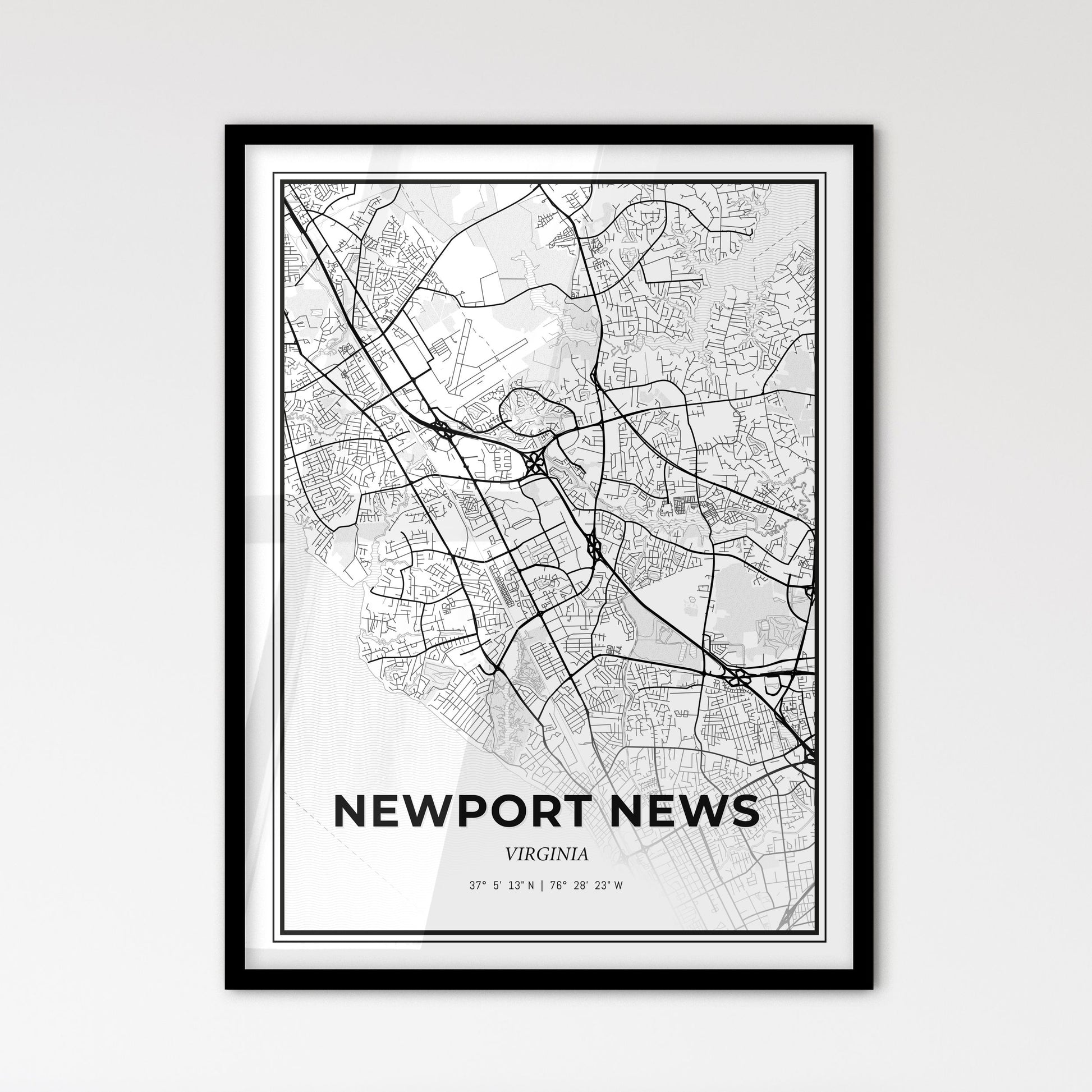 Newport News Virginia - Scandinavian Style City Map for Modern Home Decor