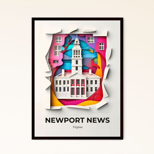 Vivid Newport News, Virginia - a paper cut of a building with a clock tower