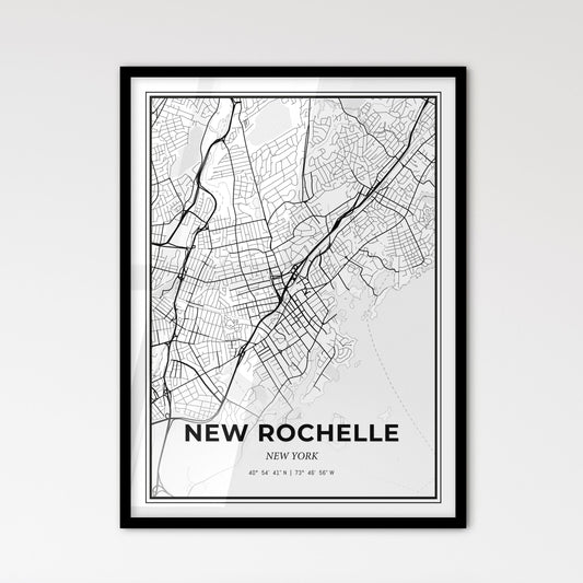 New Rochelle New York - Scandinavian Style City Map for Modern Home Decor