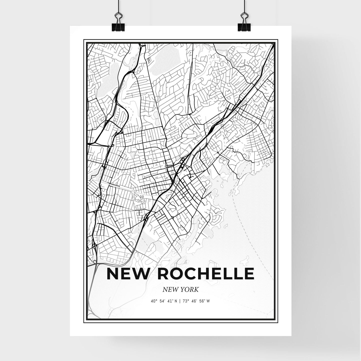 New Rochelle New York - Premium City Map Poster
