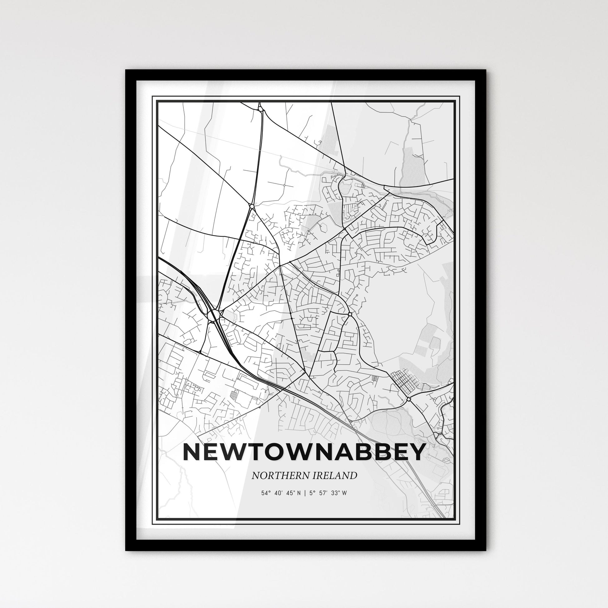 Newtownabbey Northern Ireland - Scandinavian Style City Map for Modern Home Decor