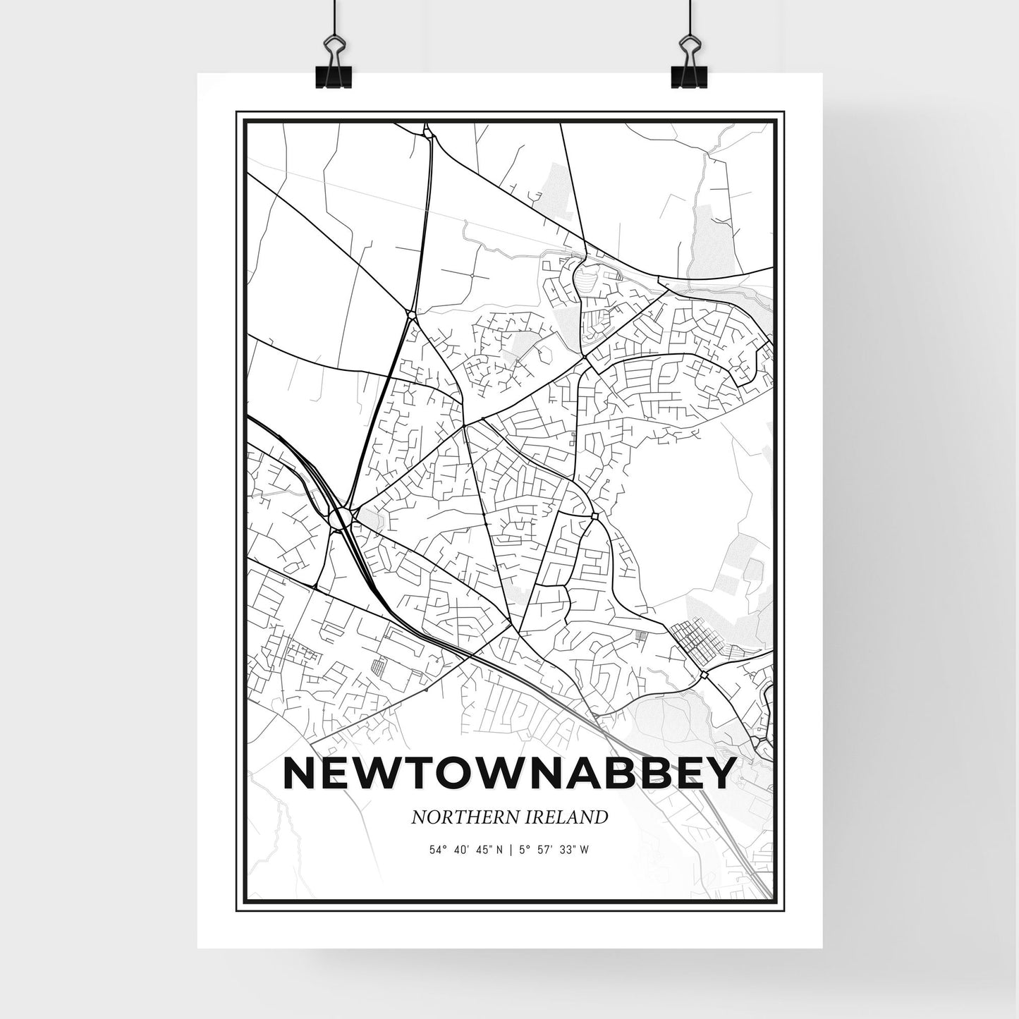 Newtownabbey Northern Ireland - Premium City Map Poster