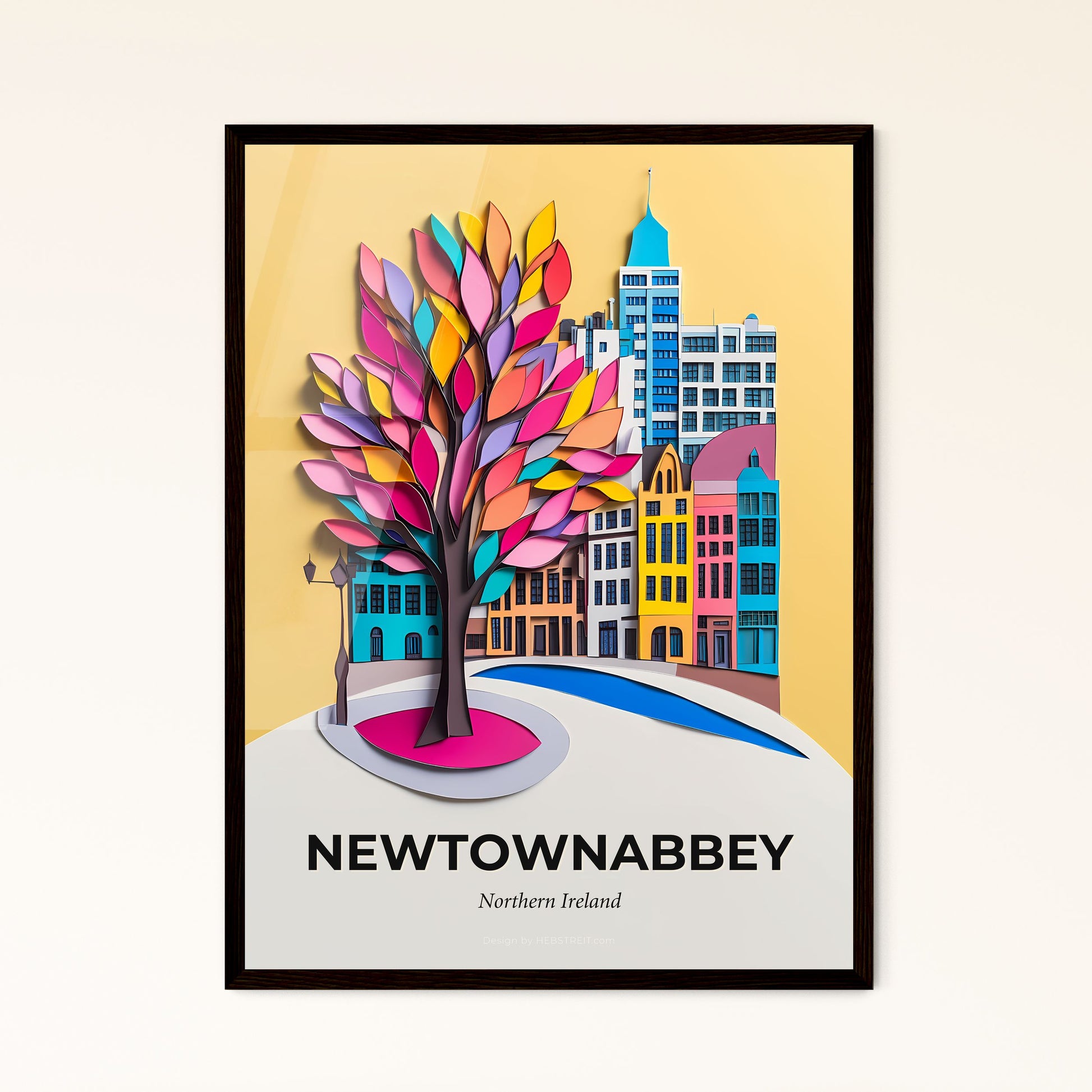 Vivid Newtownabbey, Northern Ireland - a colorful tree with a street light in the background