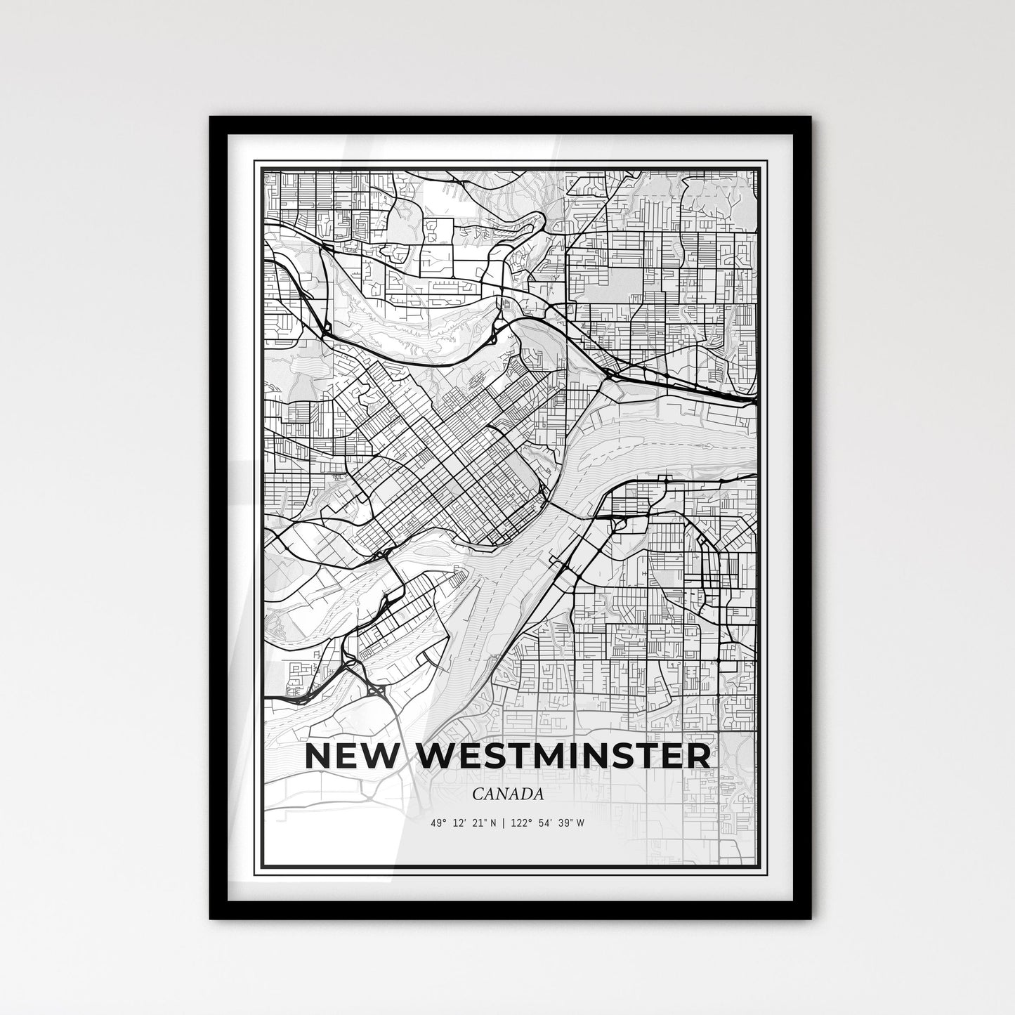 New Westminster Canada - Scandinavian Style City Map for Modern Home Decor