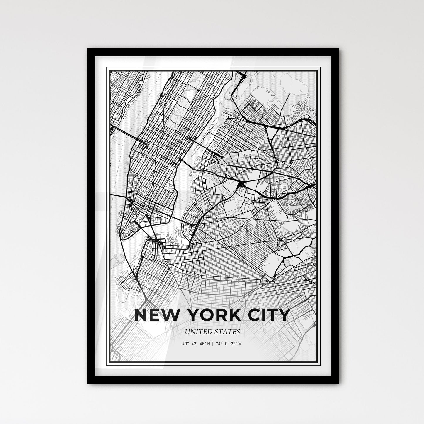 New York City United States - Scandinavian Style City Map for Modern Home Decor