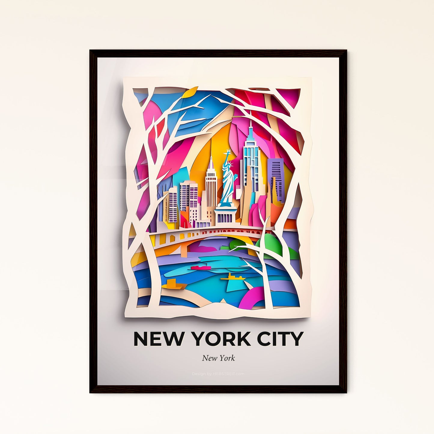 Vivid New York City, New York - a paper cut of a city with a statue of liberty