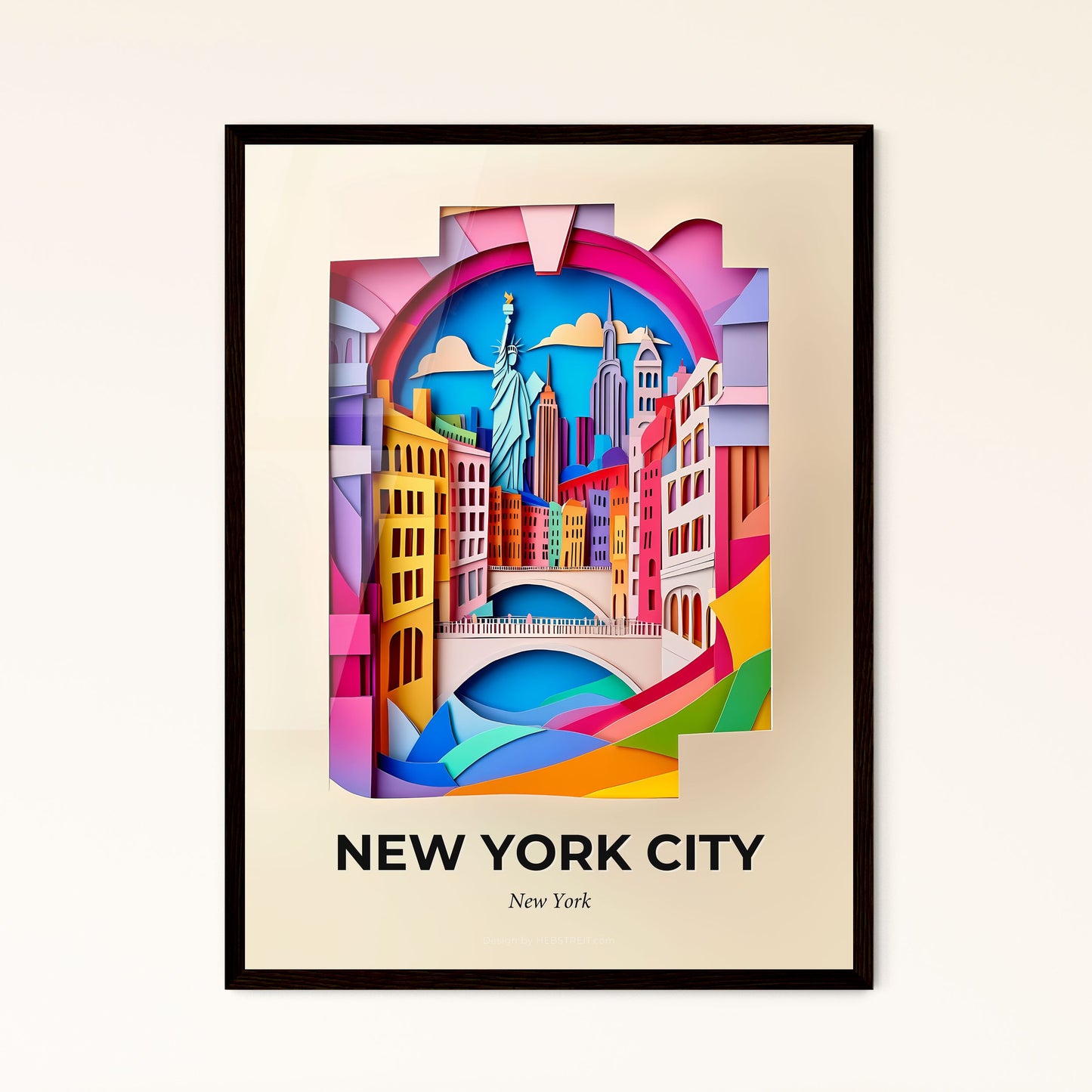 Vivid New York City, New York - a paper cut of a city with a statue of liberty