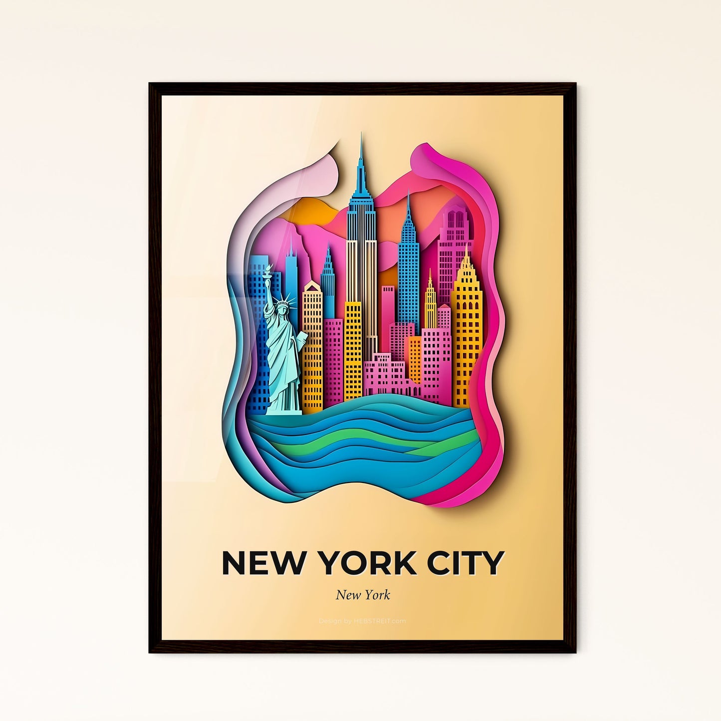 Vivid New York City, New York - a paper cut of a city with a statue of liberty