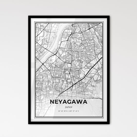 Neyagawa Japan - Scandinavian Style City Map for Modern Home Decor