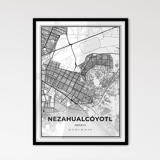 Nezahualcóyotl Mexico - Scandinavian Style City Map for Modern Home Decor