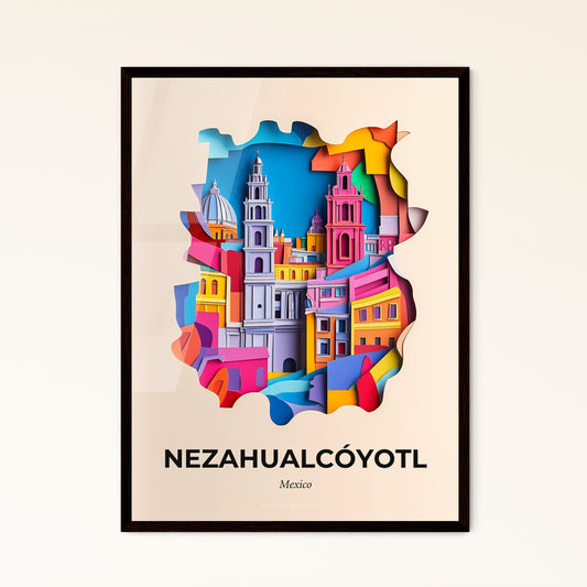 Vivid Nezahualcóyotl, Mexico - a colorful city with a clock tower in the middle