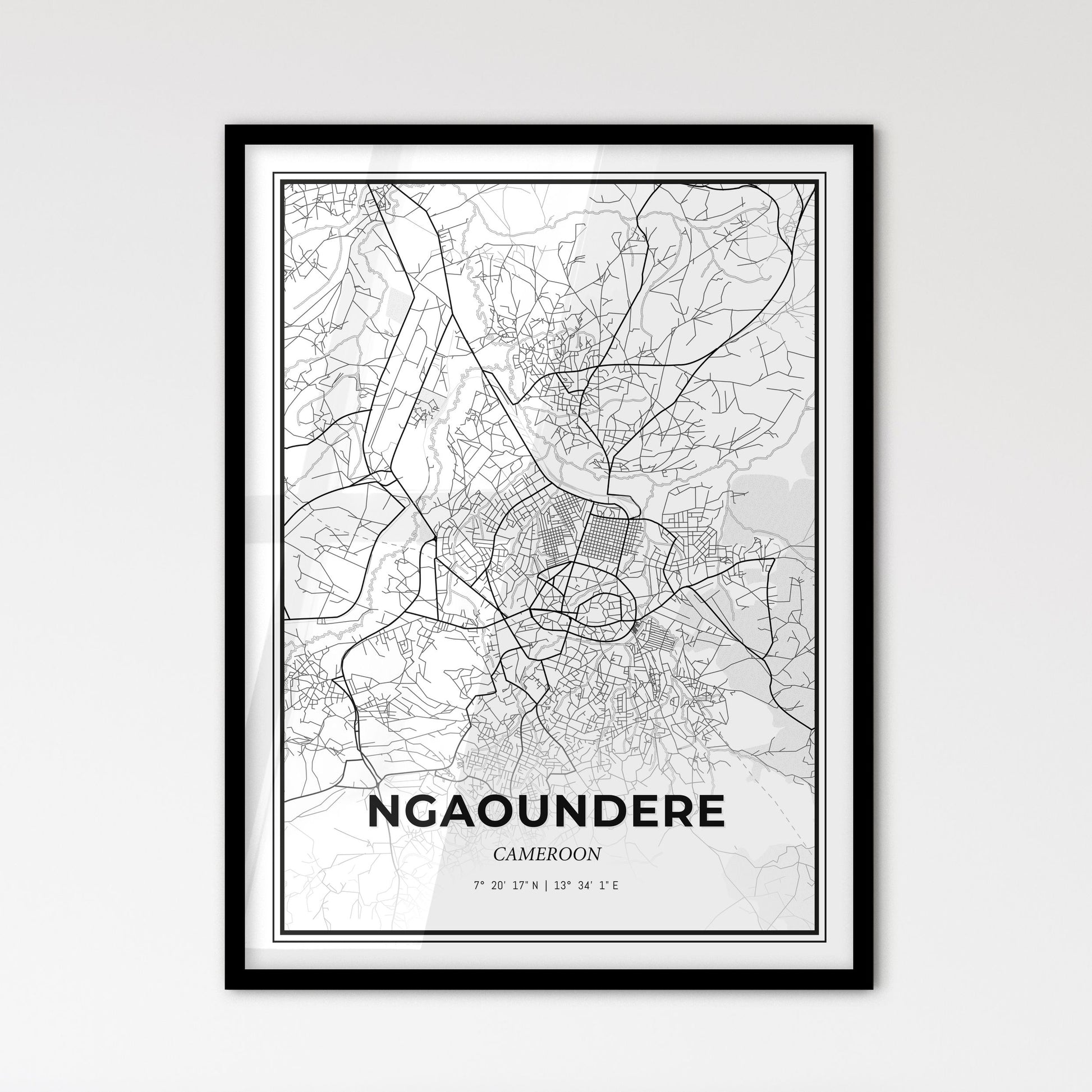 Ngaoundere Cameroon - Scandinavian Style City Map for Modern Home Decor