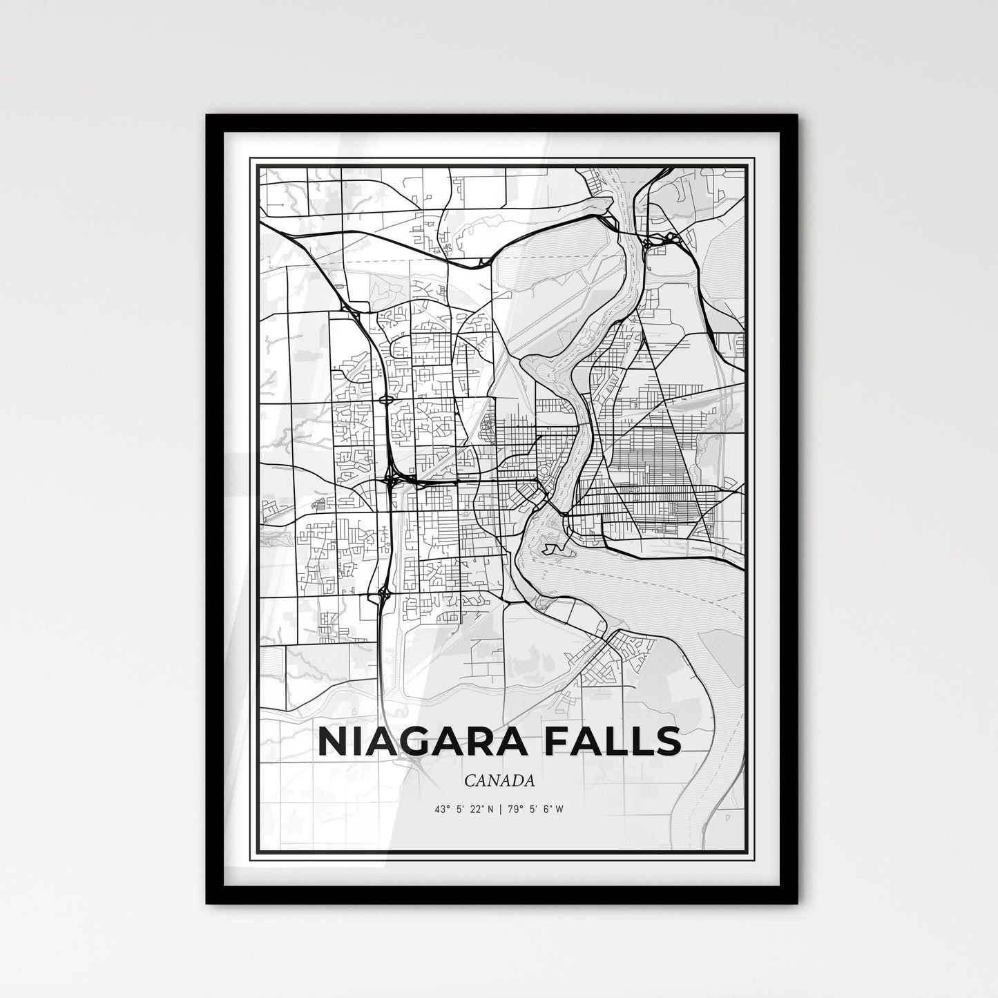 Niagara Falls Canada - Scandinavian Style City Map for Modern Home Decor