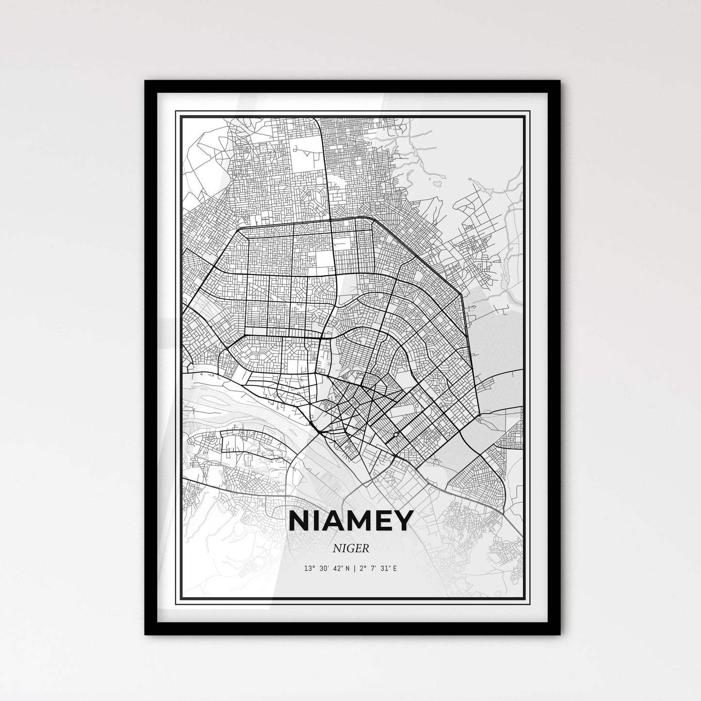 Niamey Niger - Scandinavian Style City Map for Modern Home Decor