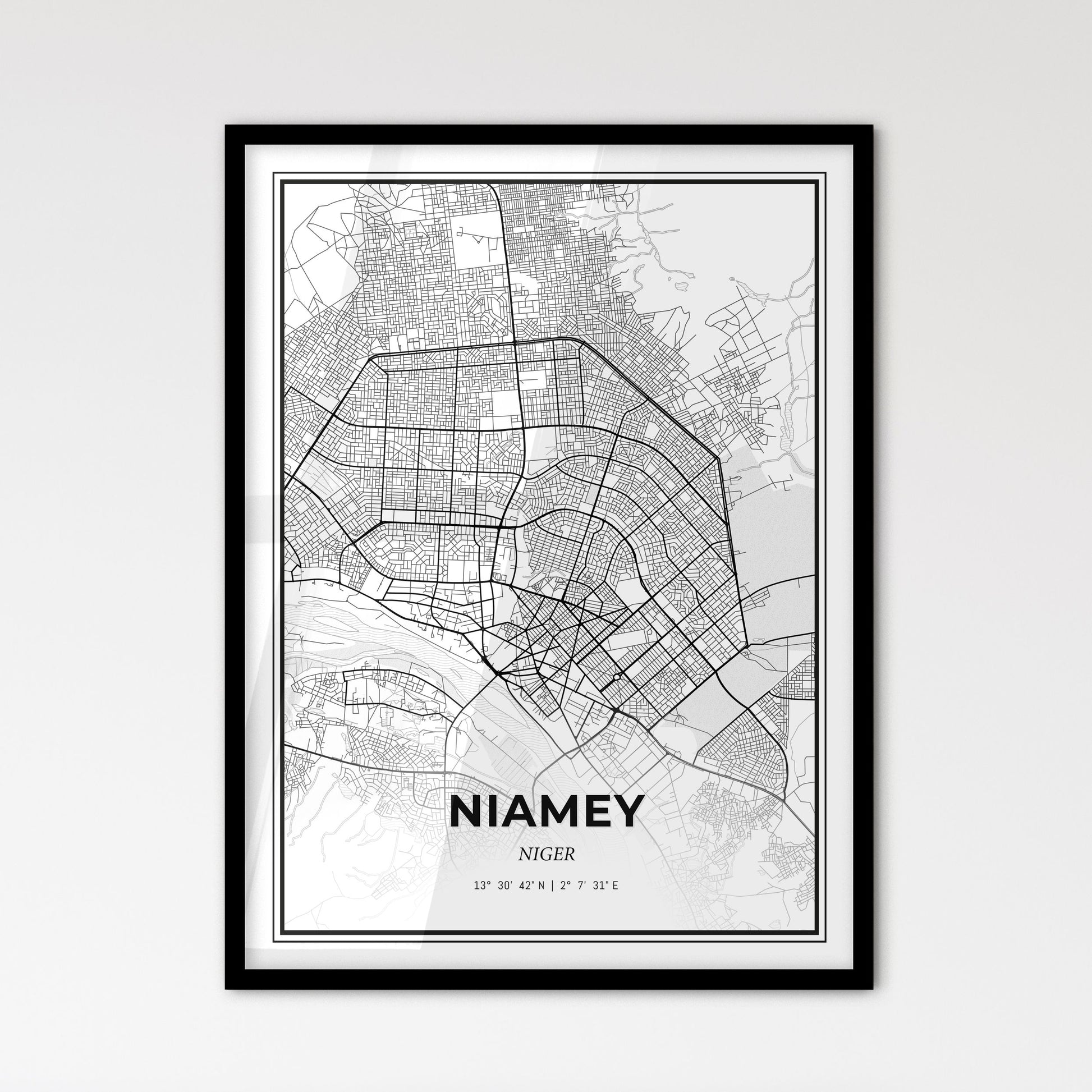 Niamey Niger - Scandinavian Style City Map for Modern Home Decor