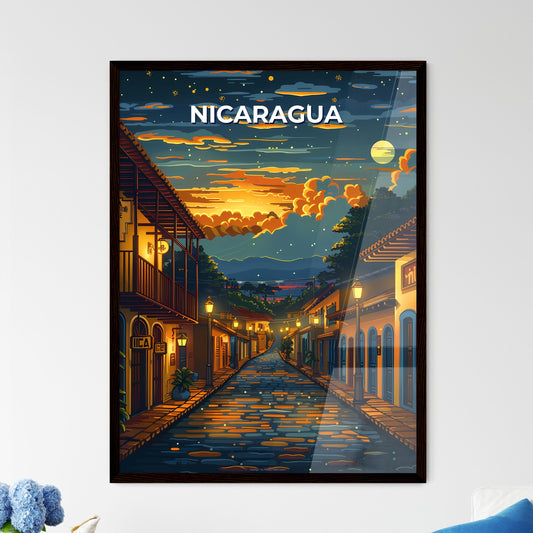 Nicaragua, North America - Vibrant Street Scene Depicted in Artistic Painting Framed Art