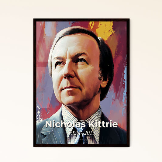 Portrait of Nicholas Kittrie, 1928 - 2019. Impressionistic painting of a man in a suit and tie.