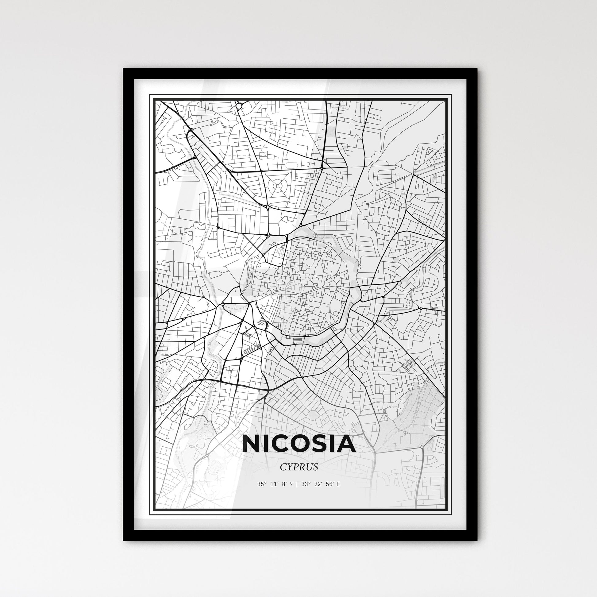 Nicosia   Cyprus - Scandinavian Style City Map for Modern Home Decor