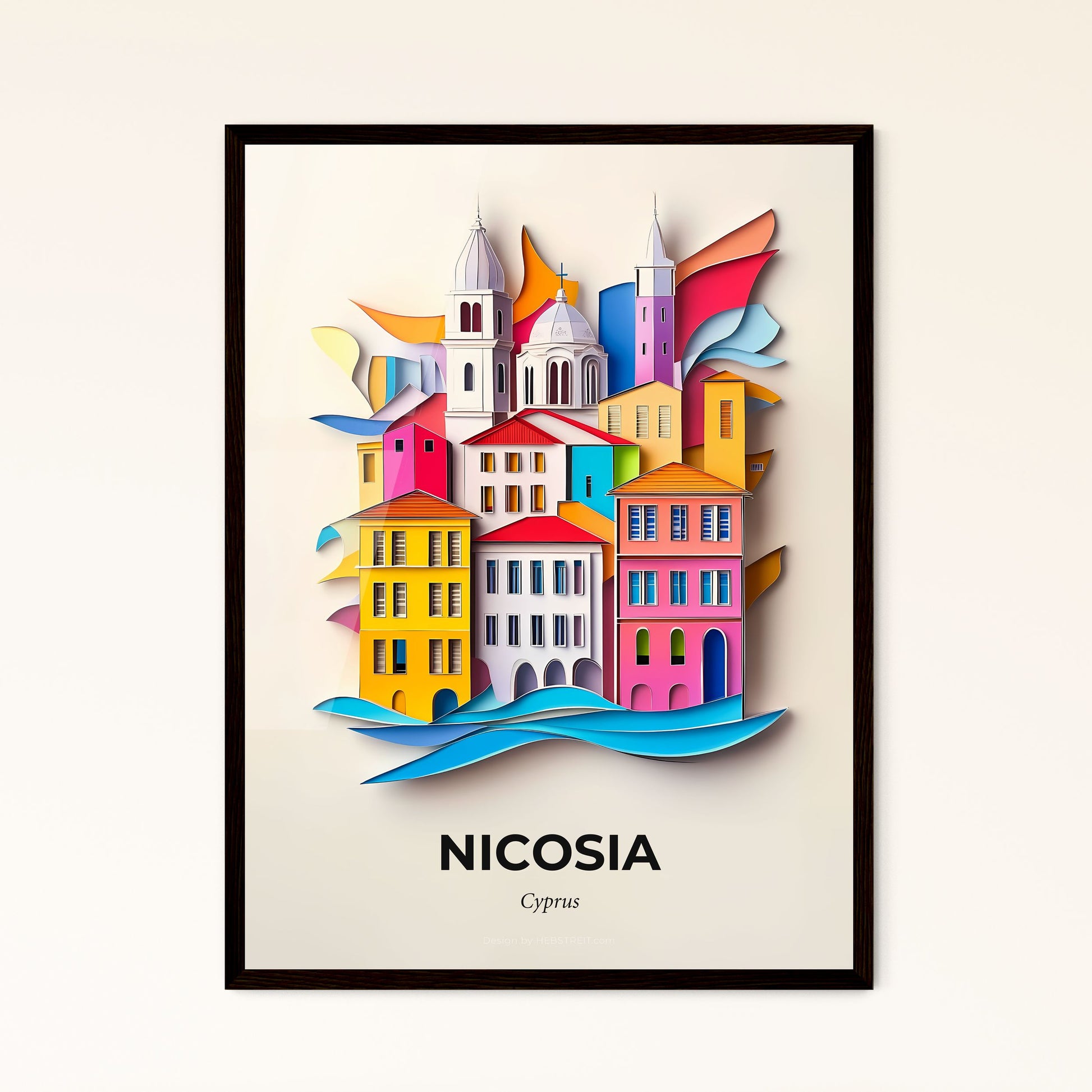 Vivid Nicosia, Cyprus - a paper cut of a city with a church