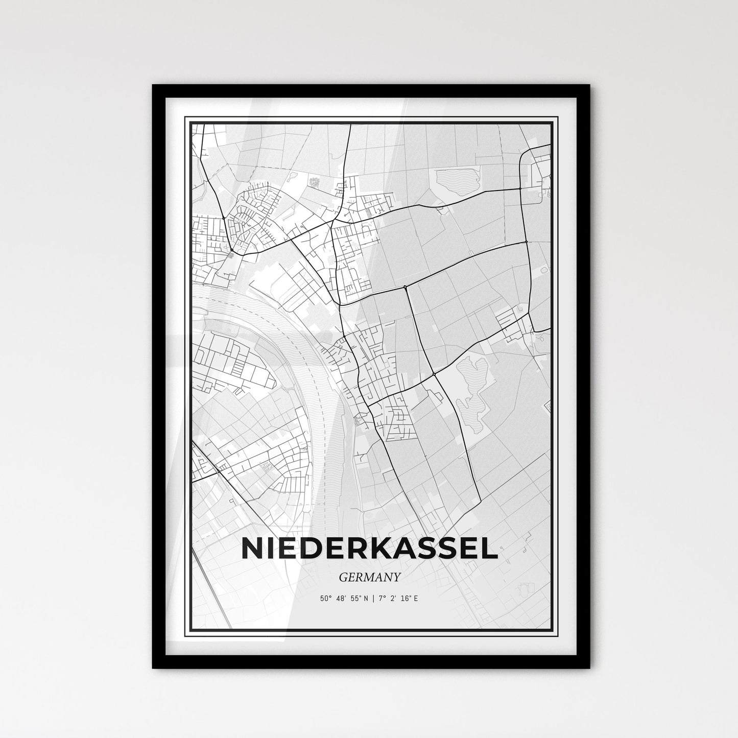 Niederkassel Germany - Scandinavian Style City Map for Modern Home Decor