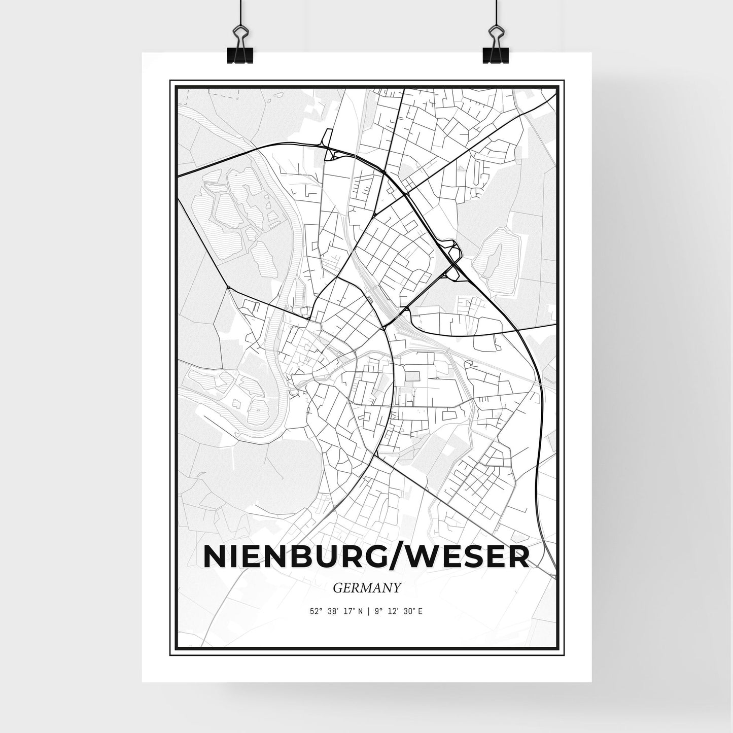 Nienburg/Weser Germany - Premium City Map Poster