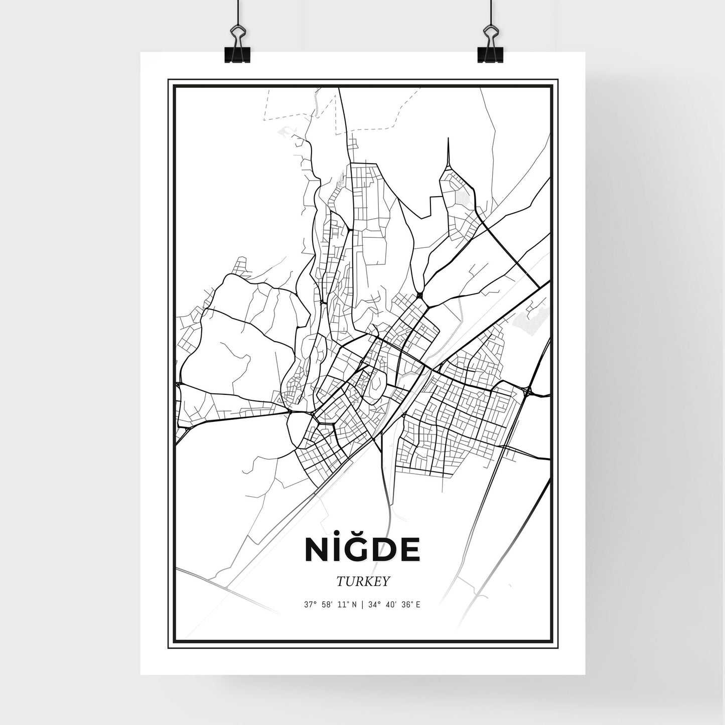 Niğde Turkey - Premium City Map Poster
