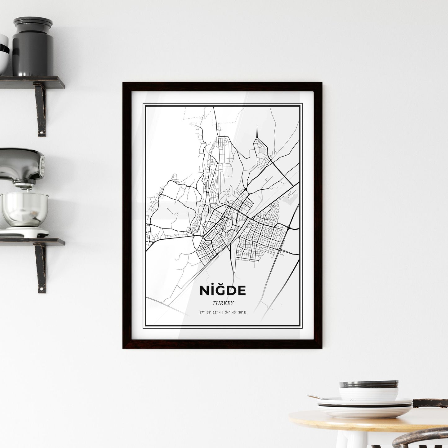 Niğde Turkey - Minimal City Map