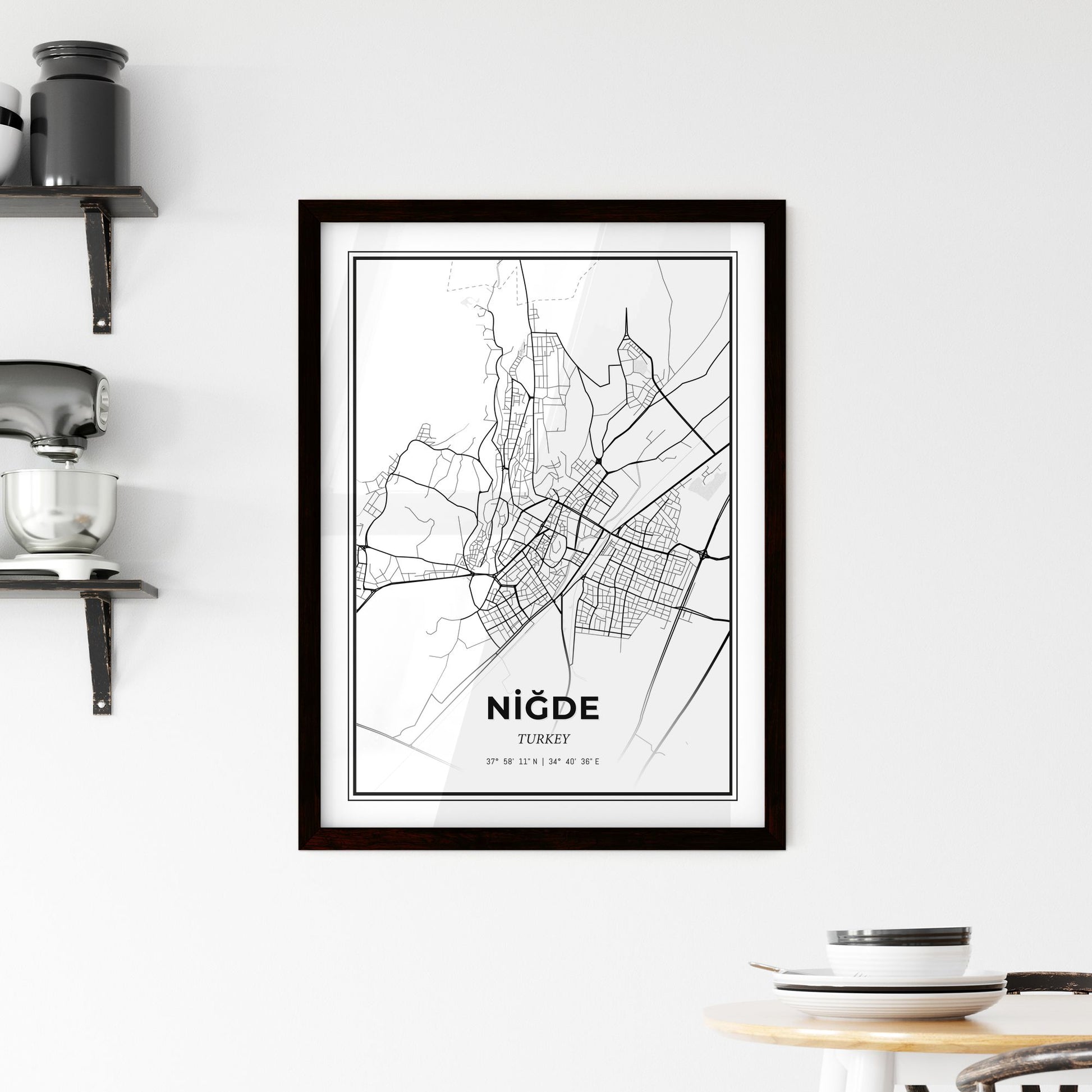 Niğde Turkey - Minimal City Map