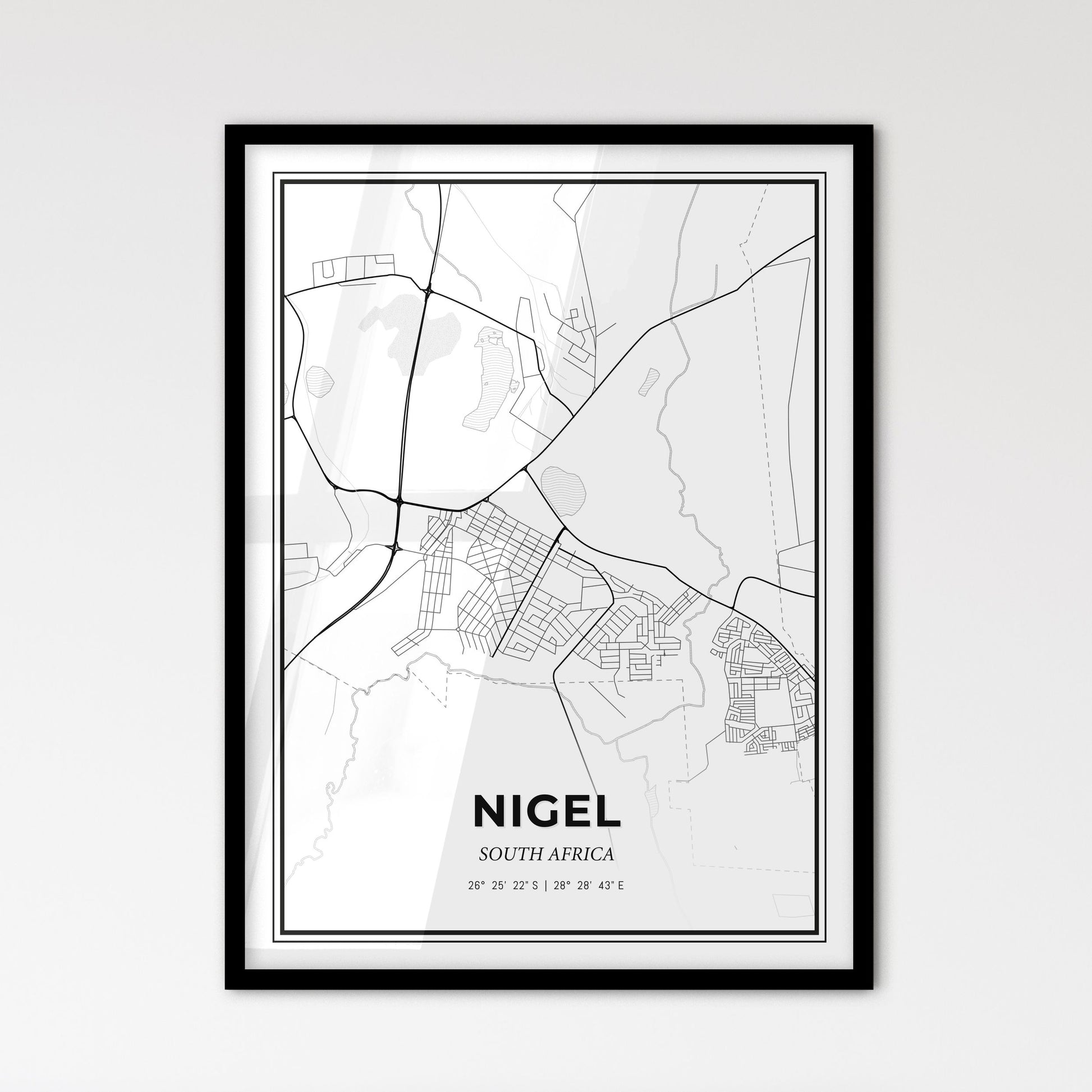 Nigel South Africa - Scandinavian Style City Map for Modern Home Decor