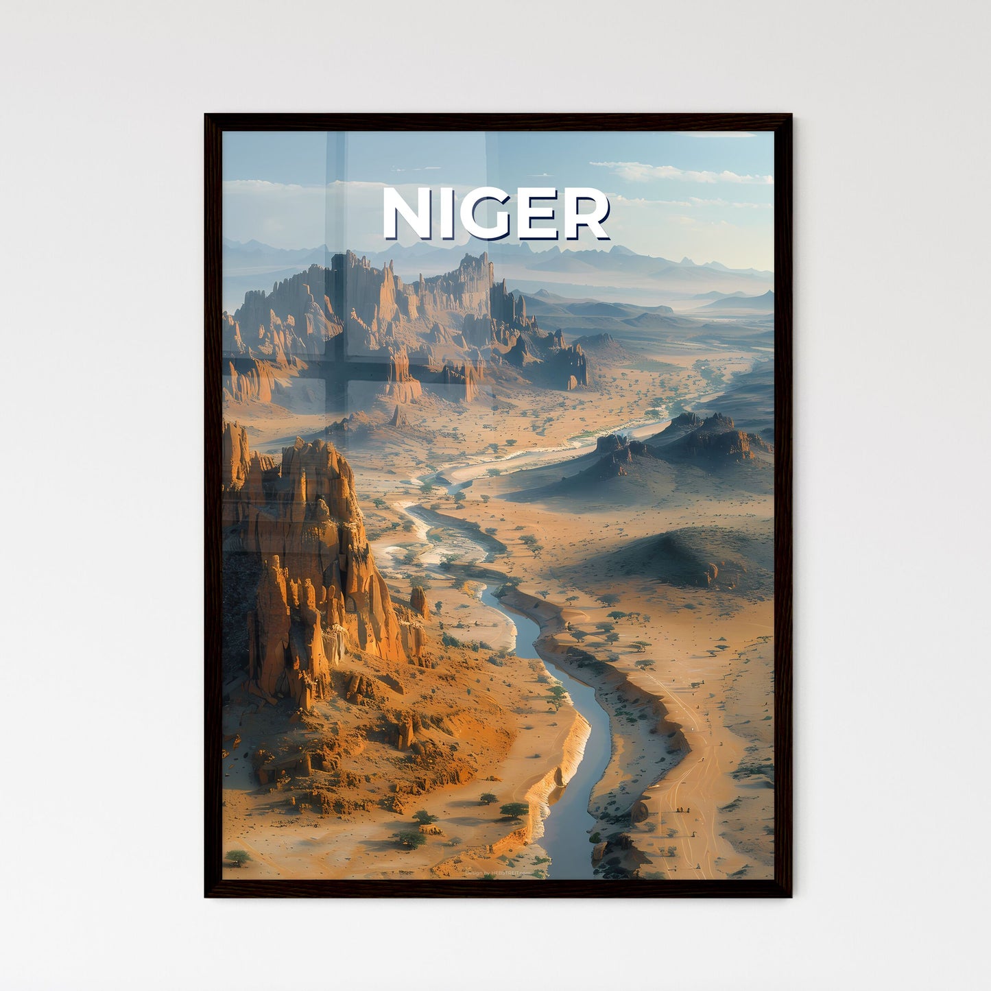 Desert River Art, Niger Africa, Vivid Colors, Traditional Painting, Landscape Artwork, Cultural Heritage