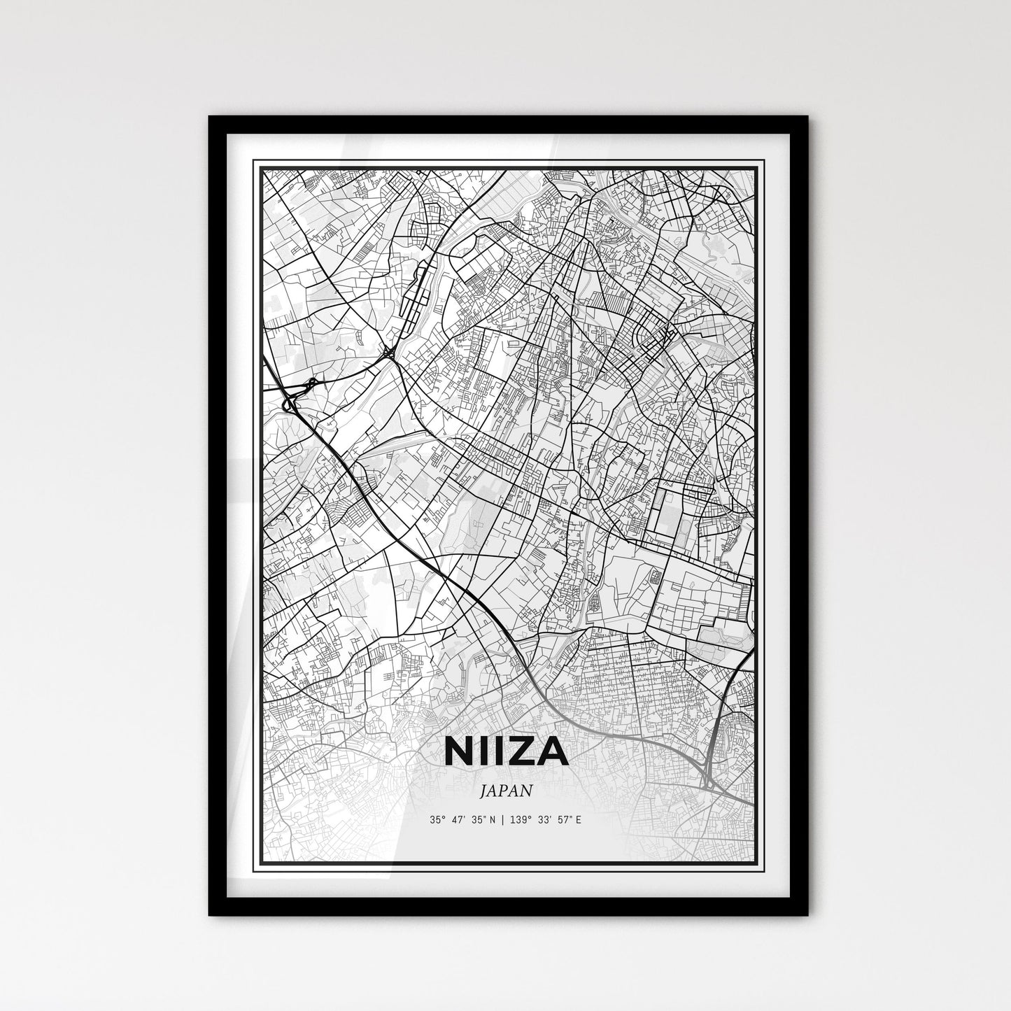 Niiza Japan - Scandinavian Style City Map for Modern Home Decor