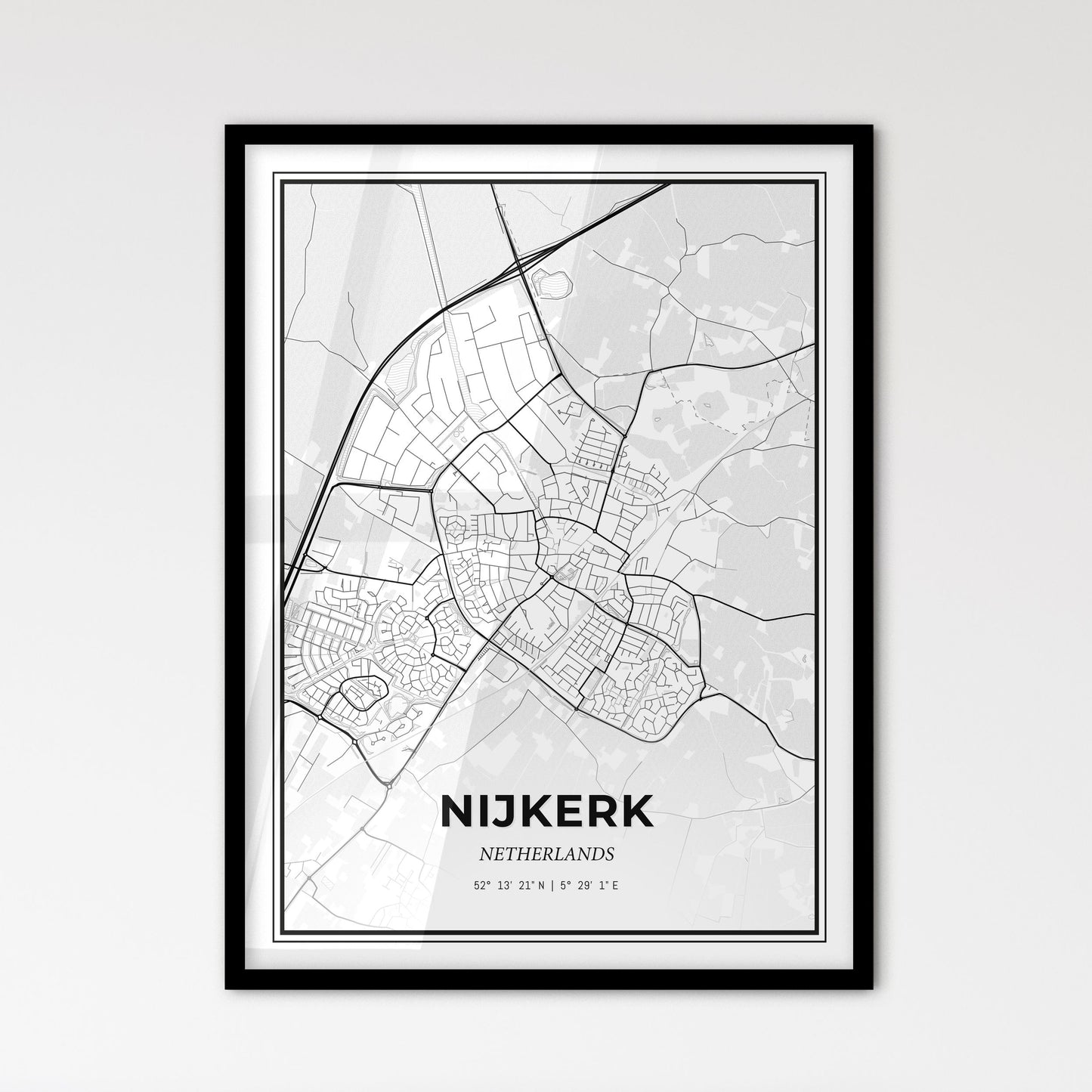  Nijkerk Netherlands - Scandinavian Style City Map for Modern Home Decor