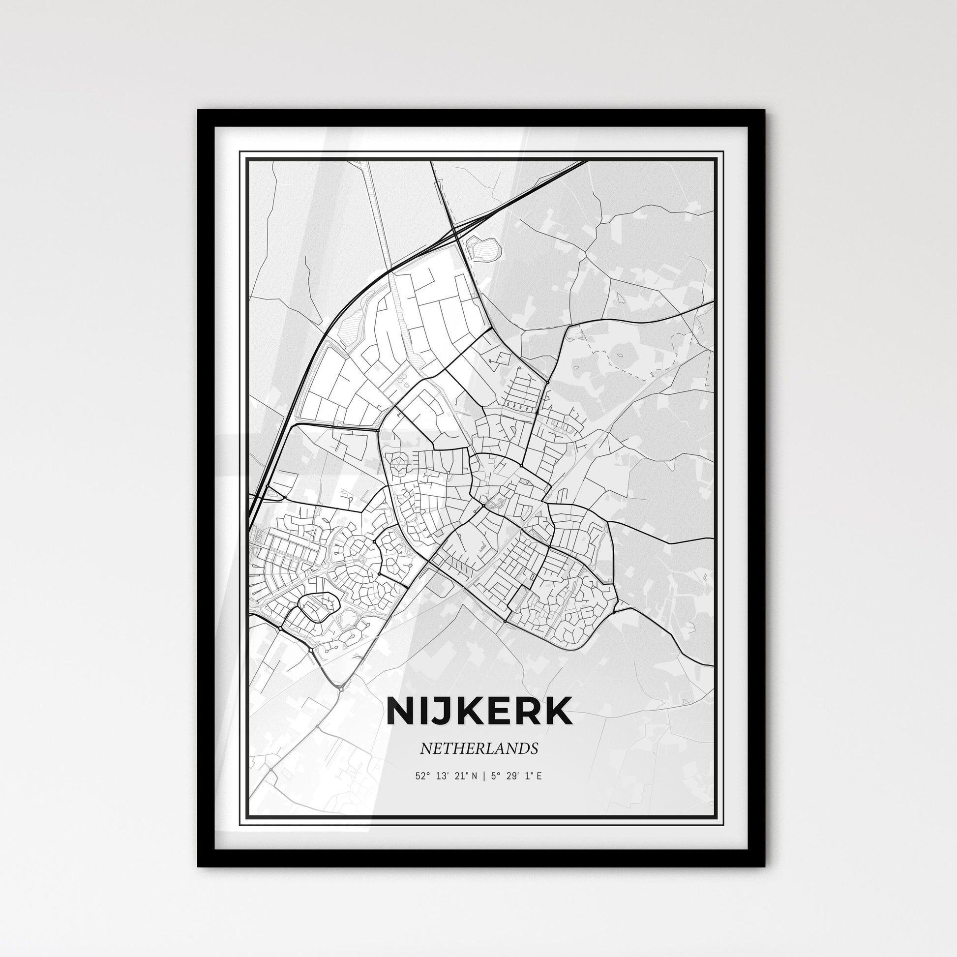  Nijkerk Netherlands - Scandinavian Style City Map for Modern Home Decor
