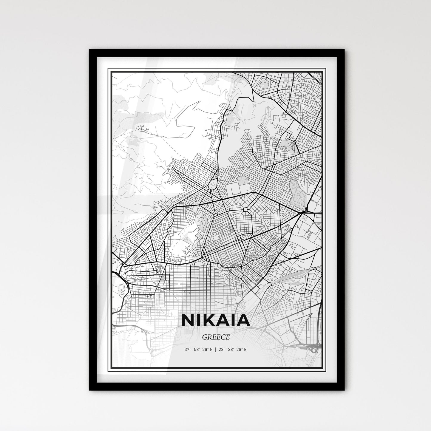 Nikaia Greece - Scandinavian Style City Map for Modern Home Decor