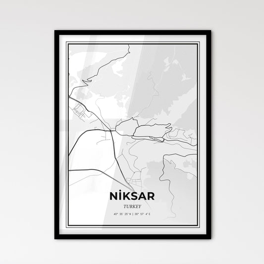 Niksar Turkey - Scandinavian Style City Map for Modern Home Decor