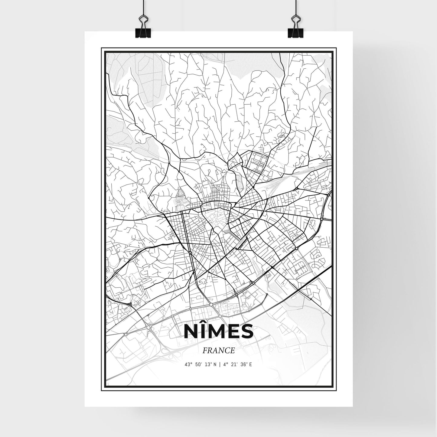 Nîmes France - Premium City Map Poster