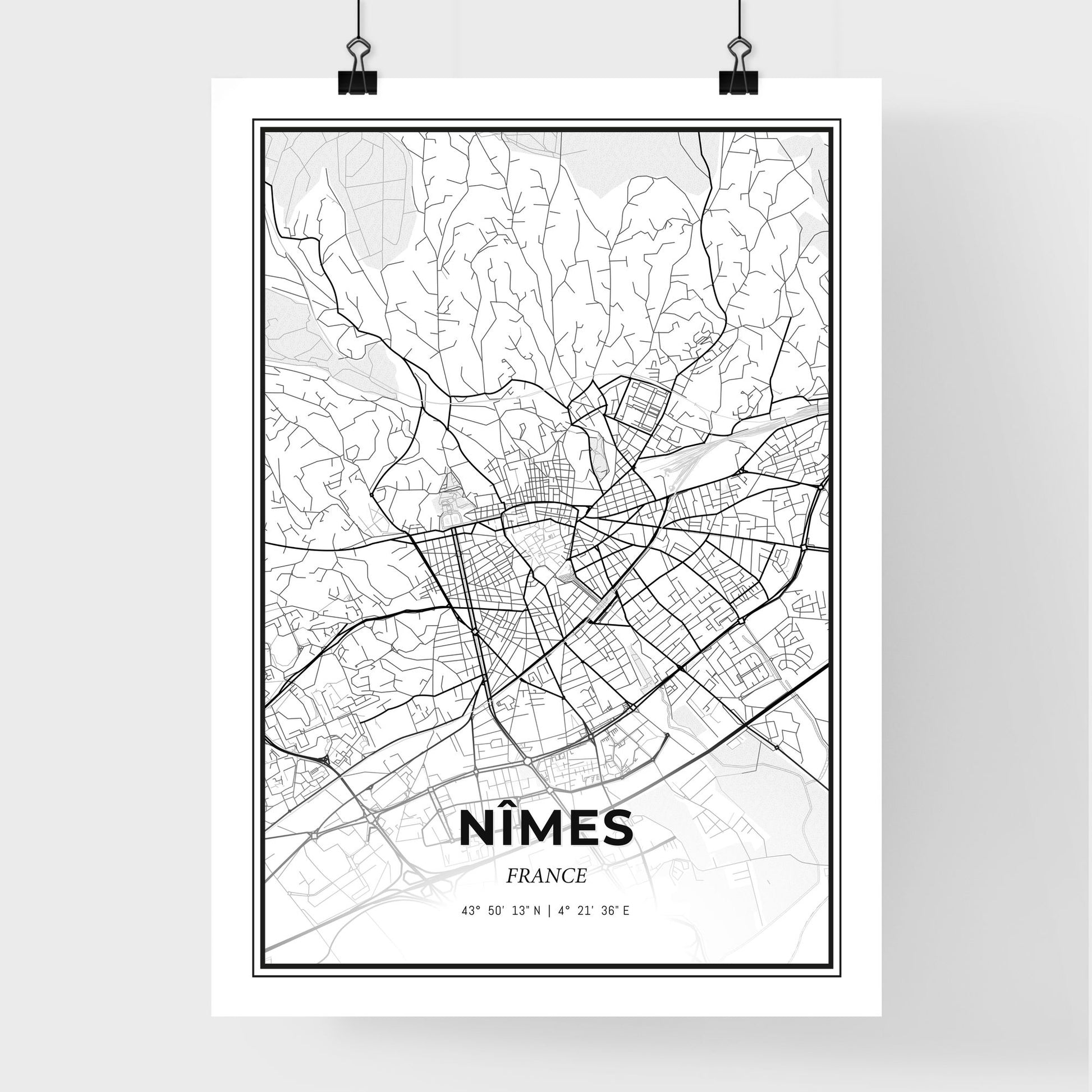 Nîmes France - Premium City Map Poster