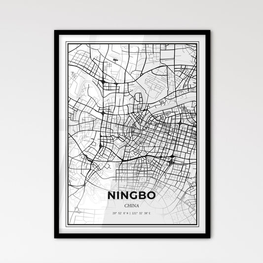 Ningbo China - Scandinavian Style City Map for Modern Home Decor