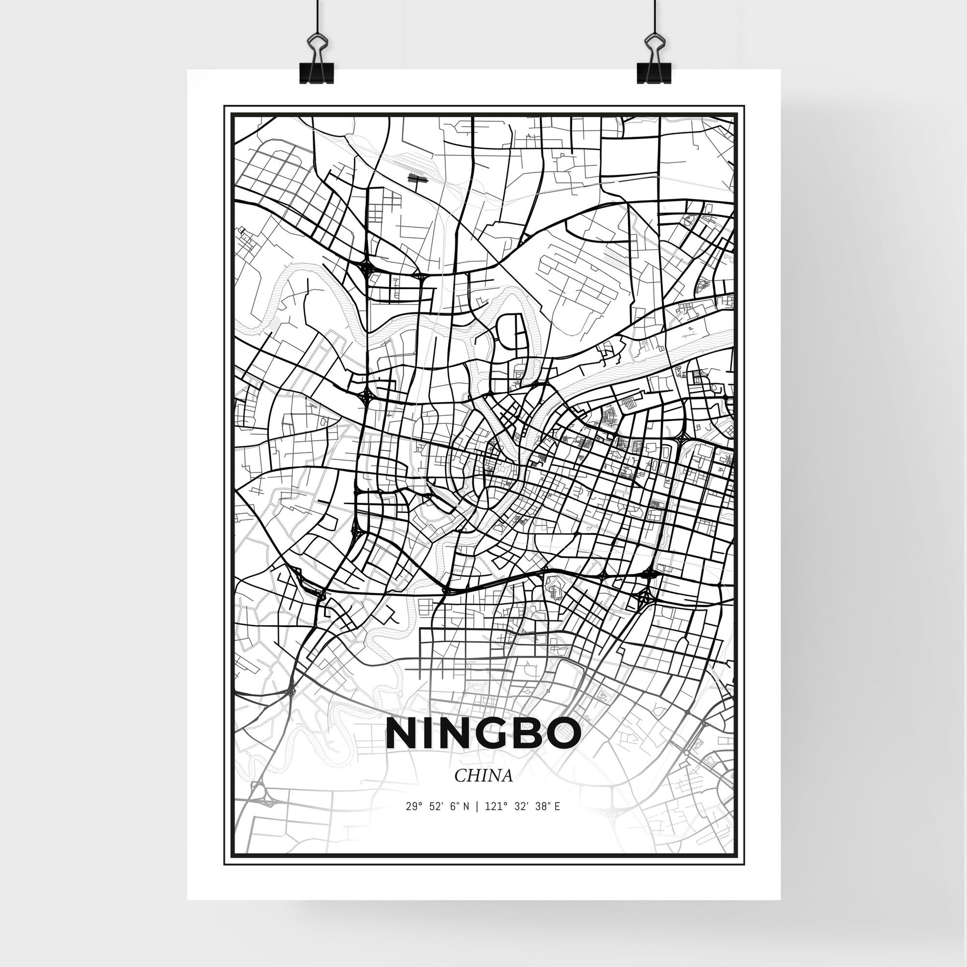 Ningbo China - Premium City Map Poster