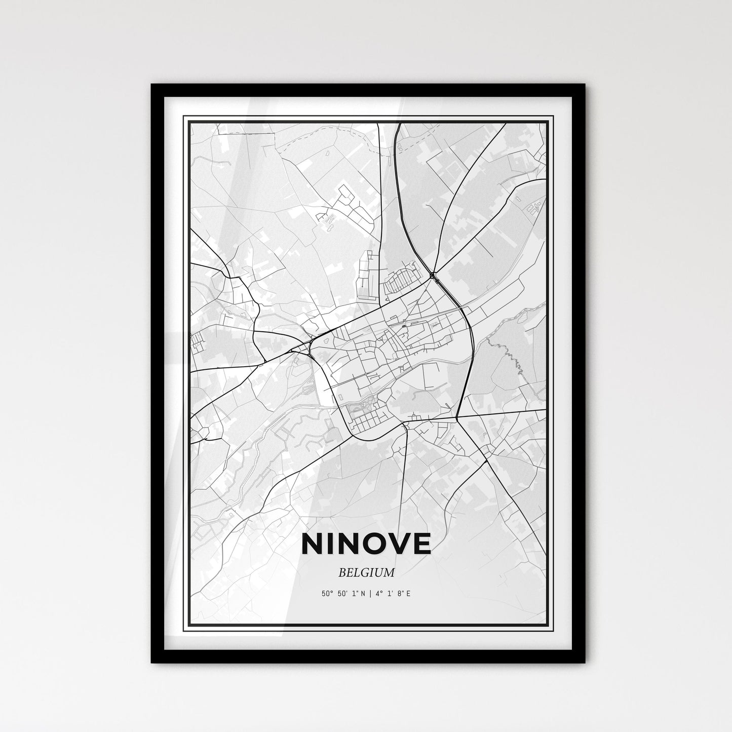 Ninove Belgium - Scandinavian Style City Map for Modern Home Decor