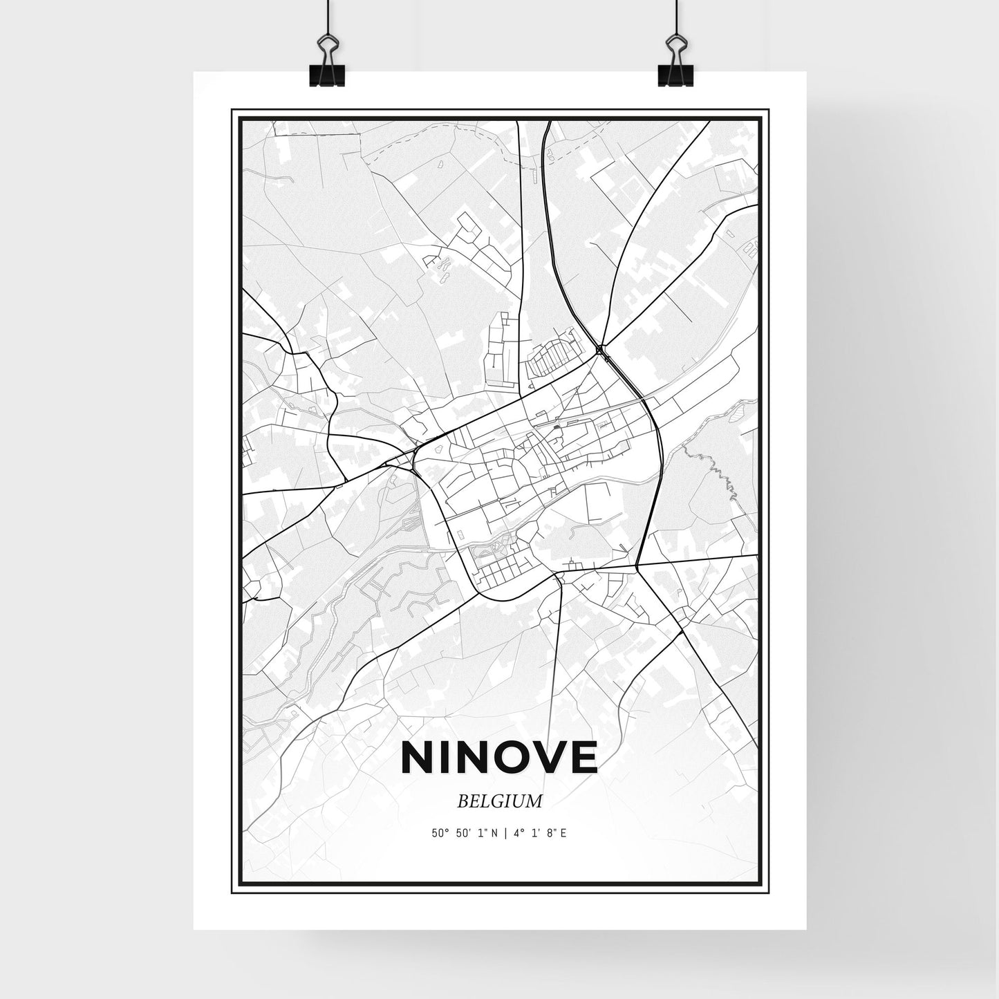 Ninove Belgium - Premium City Map Poster