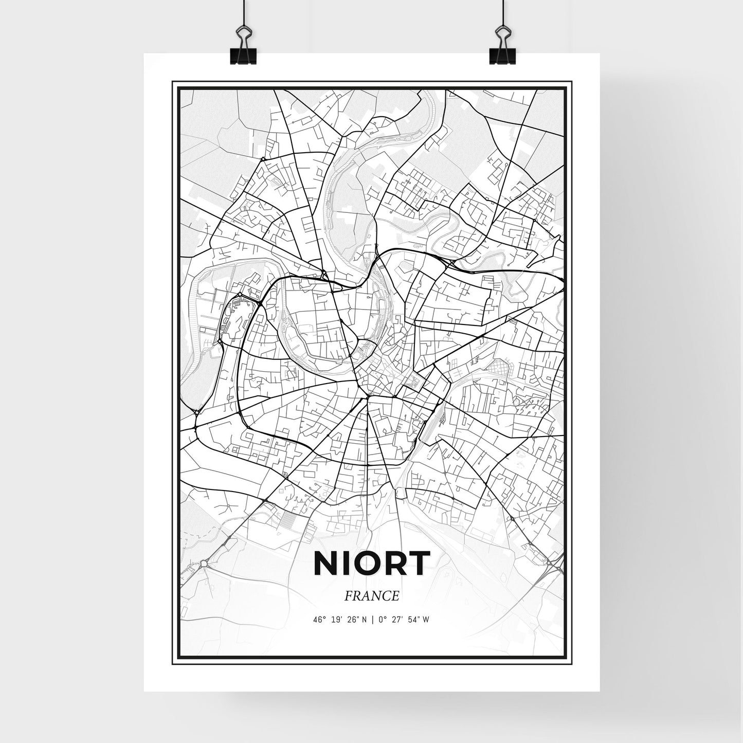 Niort France - Premium City Map Poster